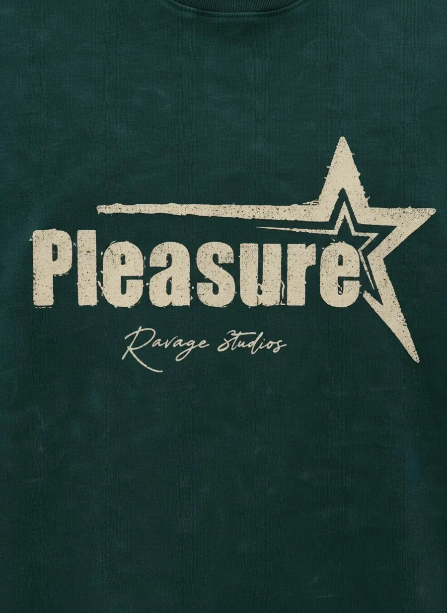 Bully Pleasure star graphic macro on forest green showing the distressed wordmark and Ravage Studios script