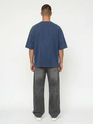 Bully Pleasure Star Tee in navy, alternate angle 1