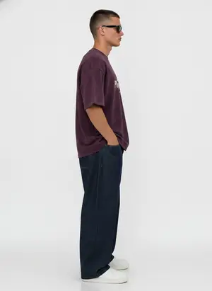 Bully Pleasure Star Tee in plum, alternate angle 3