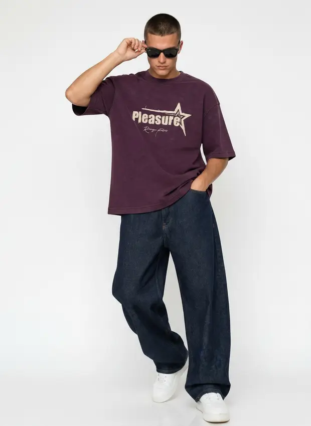 Line-sheet lead frame — Bully Pleasure Star Tee in plum