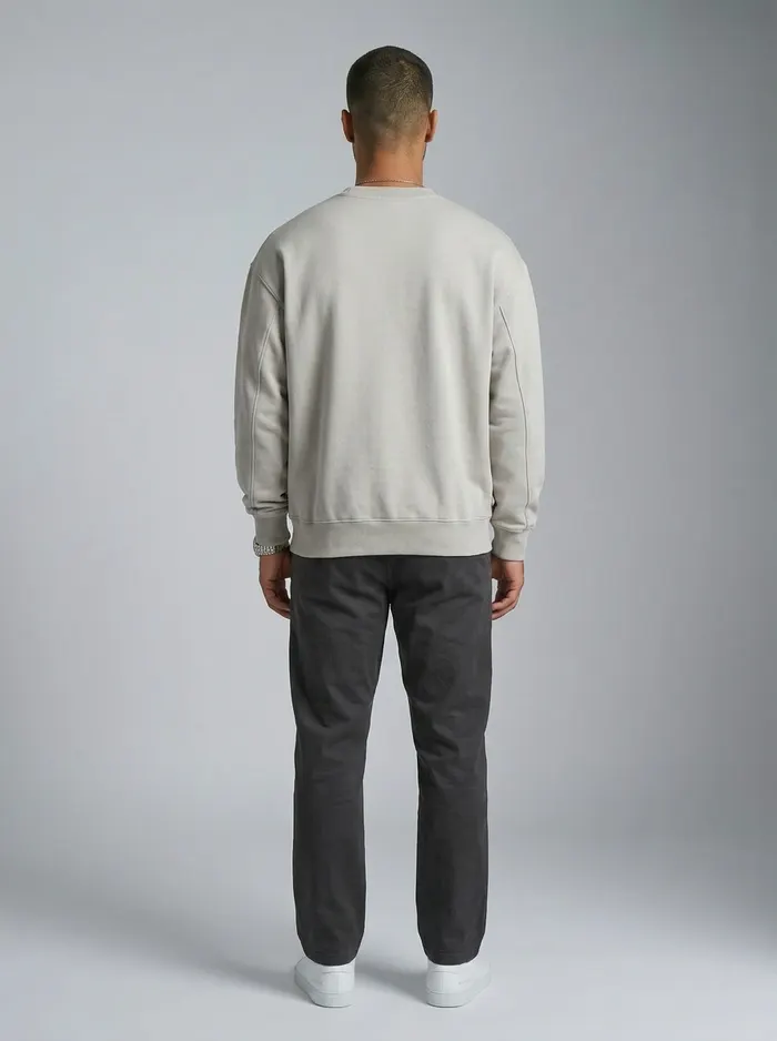 Godzeal Basics beige dove-logo crewneck sweater ghost-mannequin product flat
