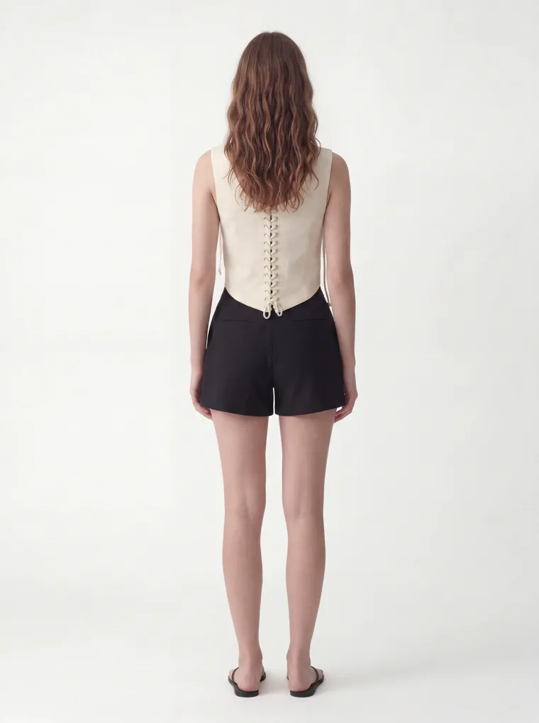 MODA AI catalog output — cream vest top, back view