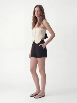 Scallop Vest in Cream, alternate angle 1