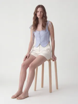 Scallop Vest in Powder Blue, alternate angle 2