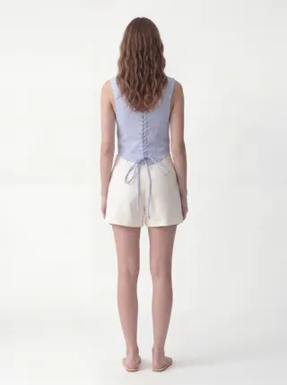 Scallop Vest in Powder Blue, alternate angle 3