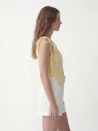 Scallop Vest in Butter, alternate angle 2