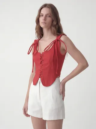 Scallop Vest in Red, alternate angle 2