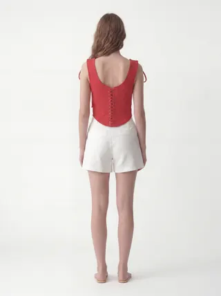 Scallop Vest in Red, alternate angle 3