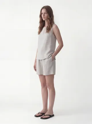 Linen Set in Oatmeal, alternate angle 1