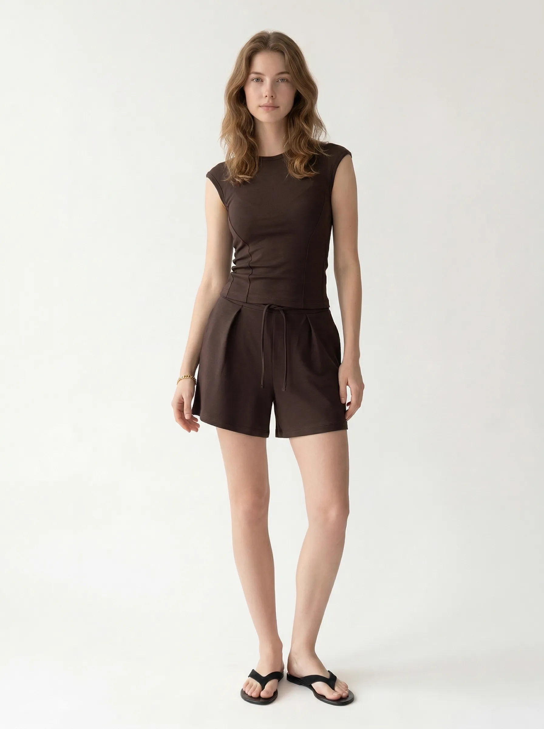 AI-generated model wearing Brown comfortwear set