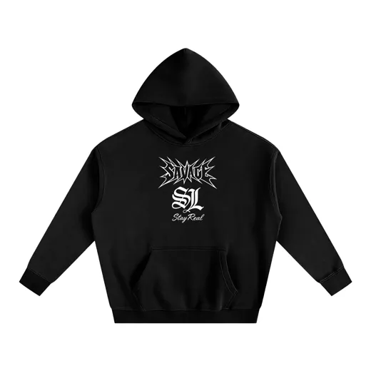 The starting photo for Graphic Hoodie Set in Black: the black hoodie laid flat