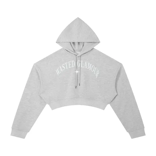 The starting photo for Cropped Hoodie in Grey Marl: the grey cropped hoodie laid flat