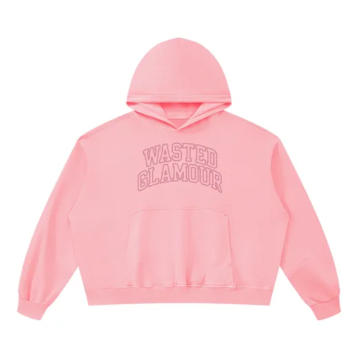 The starting photo for Collegiate Hoodie in Pink: the pink hoodie laid flat