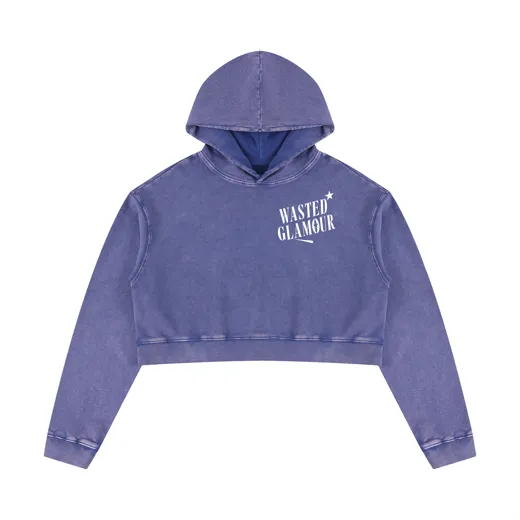 The starting photo for Cropped Hoodie Set in Violet: the violet hoodie laid flat