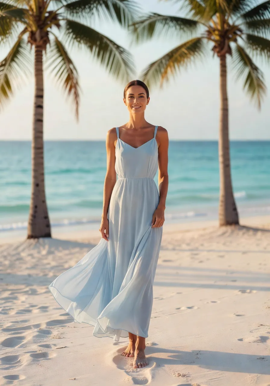 Summer background reference — Palm-framed sand: Soft tropical, golden glow