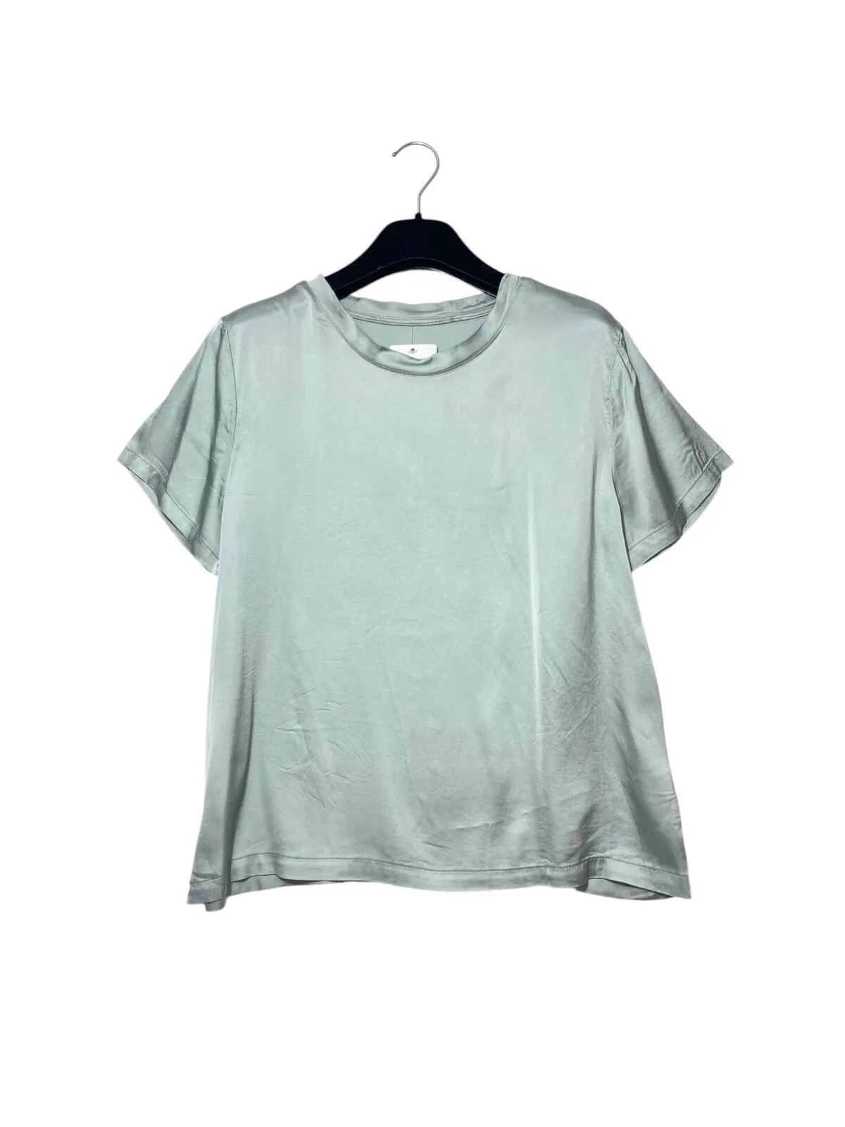Mint satin top — front hangered reference