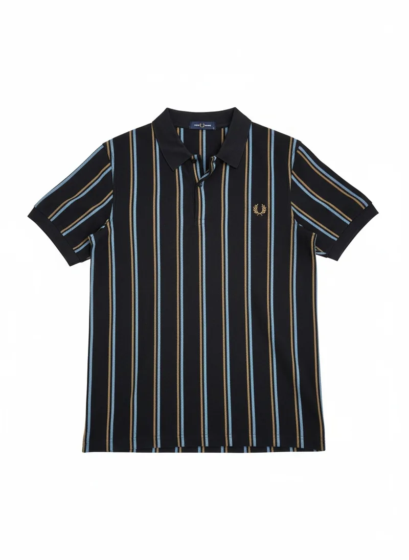 MODA AI shot 9, the striped navy polo alone on a pure white background with no model, the format Amazon and Flipkart require for a primary image